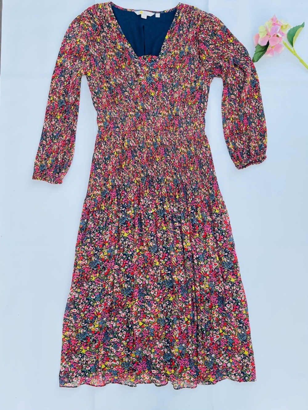 Boden Multicolor Floral Long Sleeve Dress cottagecore Flowy size 6P